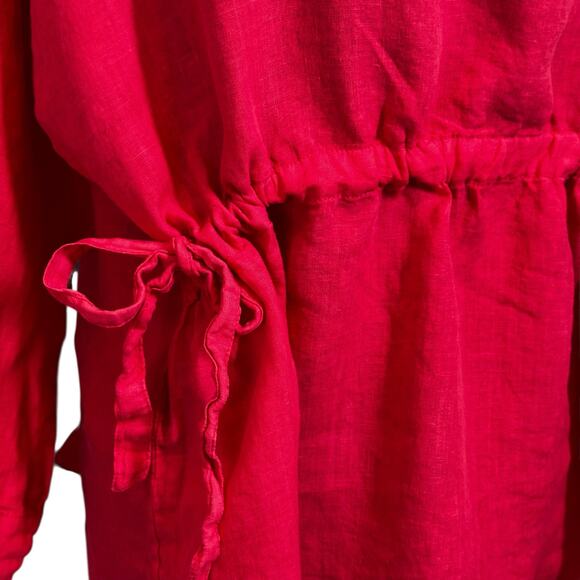 Eileen Fisher 100% Linen Boat Neck Tunic Shirt Size Large Pink Drawstring - Picture 6 of 8